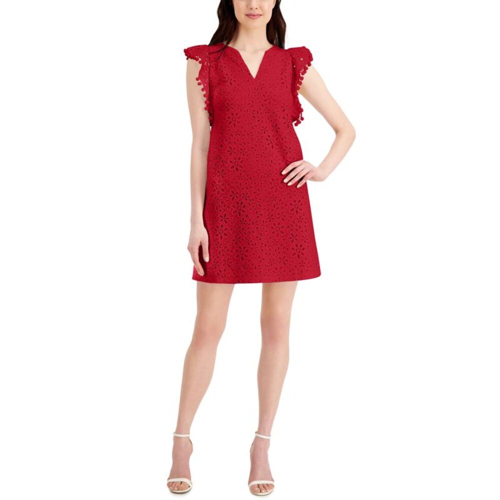 Charter Club Petite Lace Pom Pom Dress